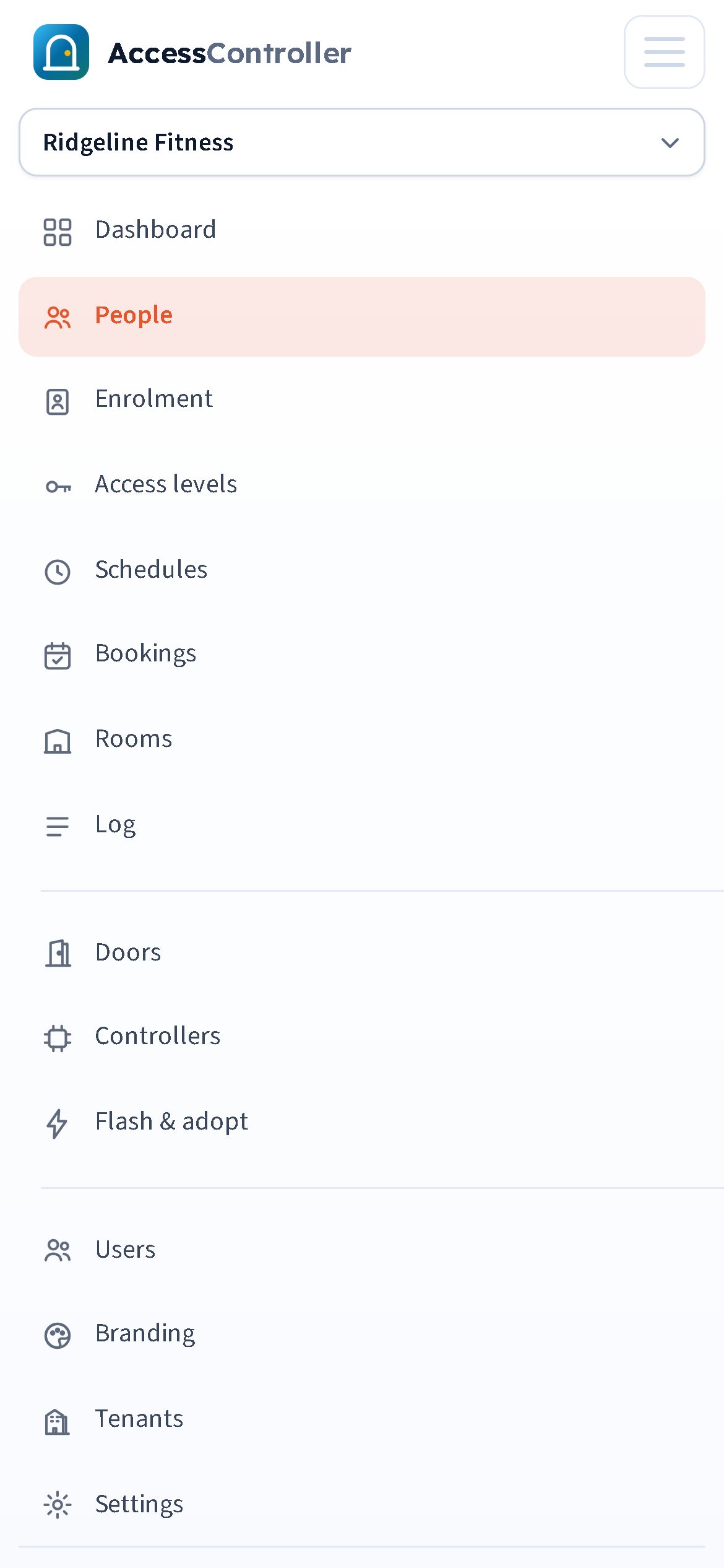 The mobile menu open showing every page, the theme toggle and log out