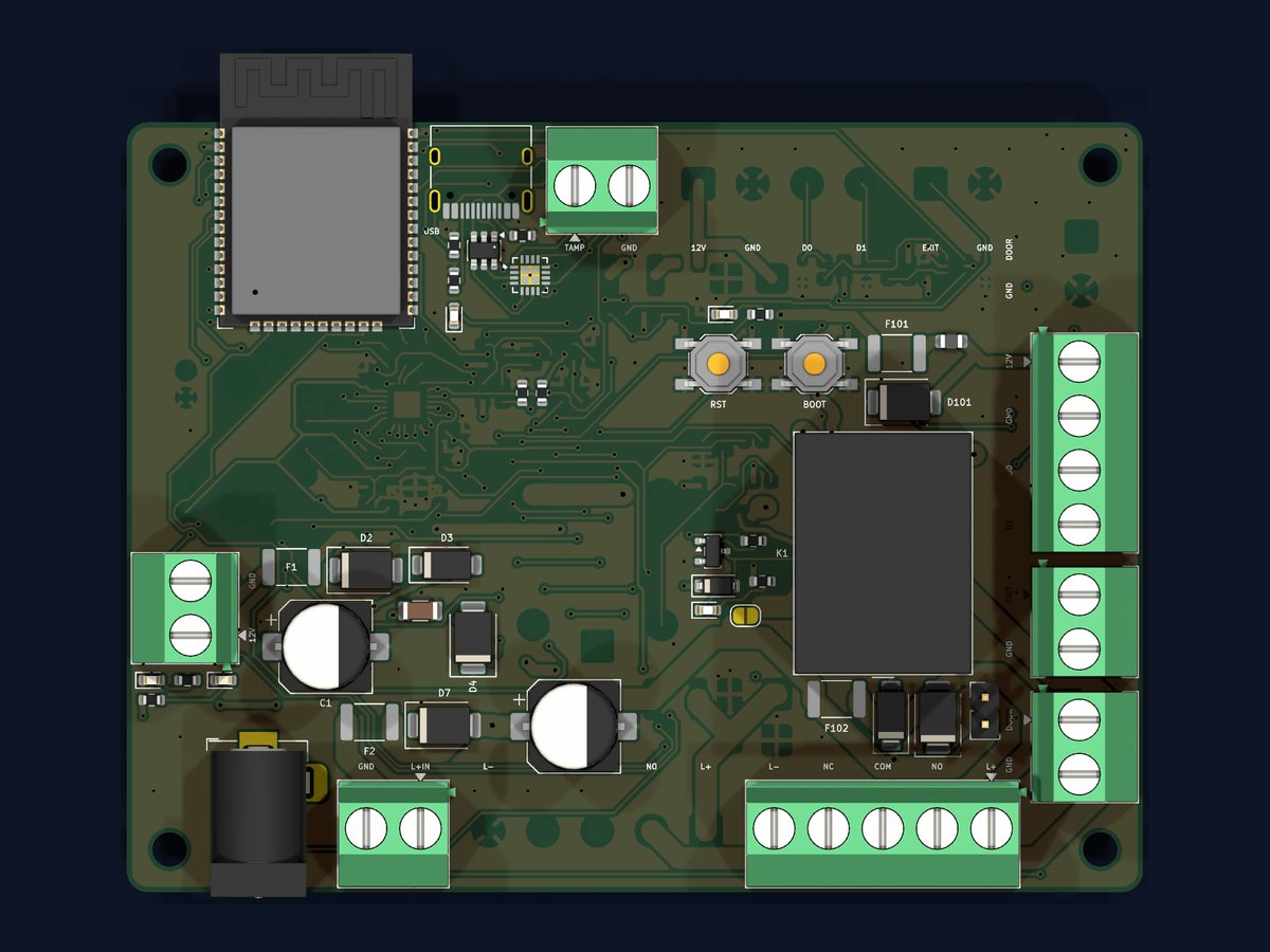 Wireless single-door build: one relay, one set of door terminals, no network socket